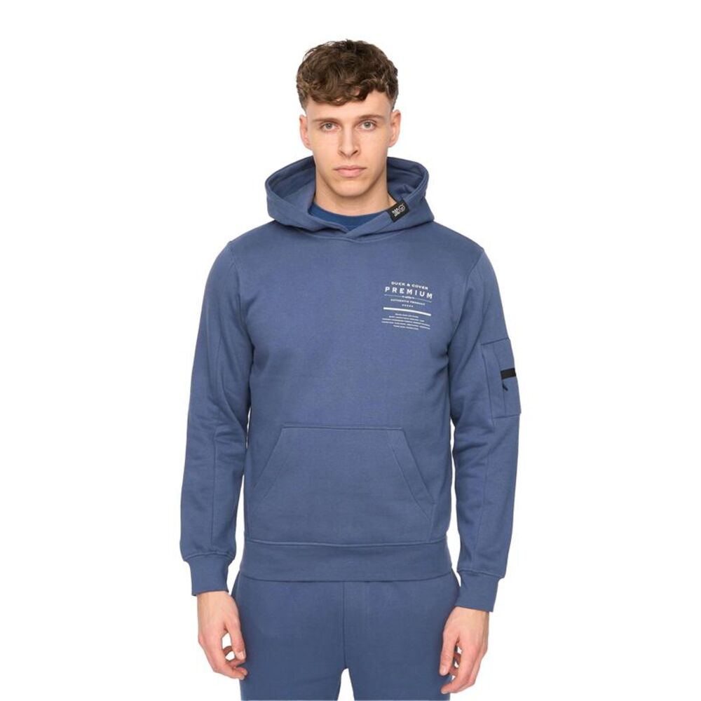 Duck and Cover Mens Rayland Cotton Blend Hoodie / Denim Blue